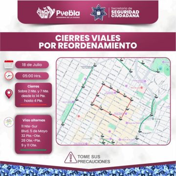 Medidas de reordenamiento vial en el Centro Histórico de Puebla