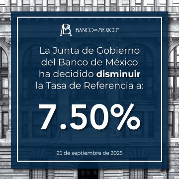 G1tswcLasAAtEiB Banco de México reduce la tasa de interés interbancaria a 7.50%