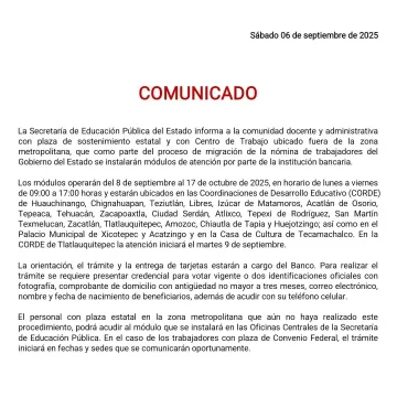 SEP habilita módulos para migración de nómina en municipios fuera de la zona metropolitana
