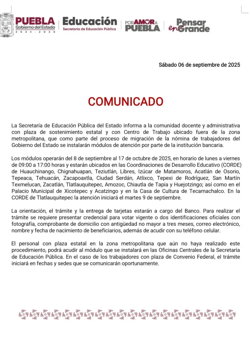 SEP habilita módulos para migración de nómina en municipios fuera de la zona metropolitana