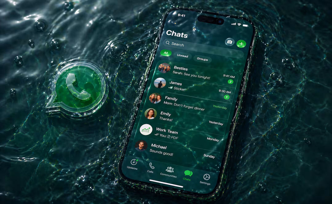 2D7XNYGSRJFDHDRDF4GGR22ZQA WhatsApp presenta “Liquid Glass”: la actualización visual que transforma la experiencia en iPhone
