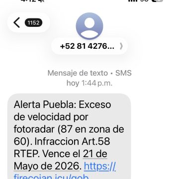 Alerta por nuevo fraude de “fotomultas” en Puebla