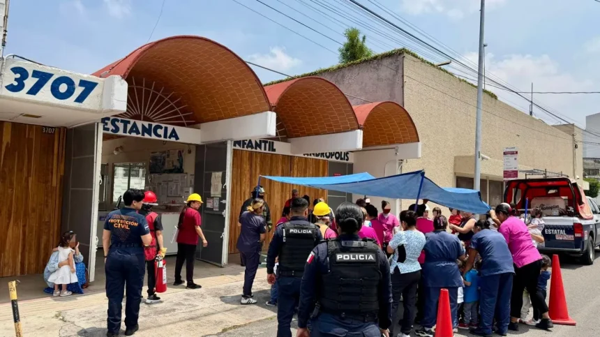 Supervisan simulacro por hipótesis de sismo en estancia infantil Andropolis de Puebla