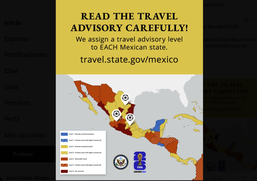 Alerta de Estados Unidos por violencia y secuestros en México a días del Mundial