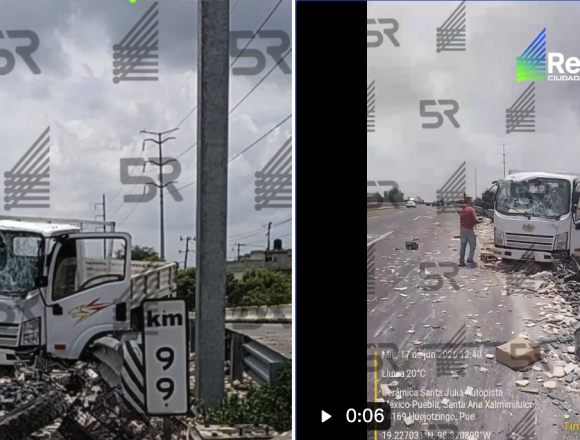 Segundo choque del día en la autopista México-Puebla: camión de carga choca en Texmelucan y deja un lesionado
