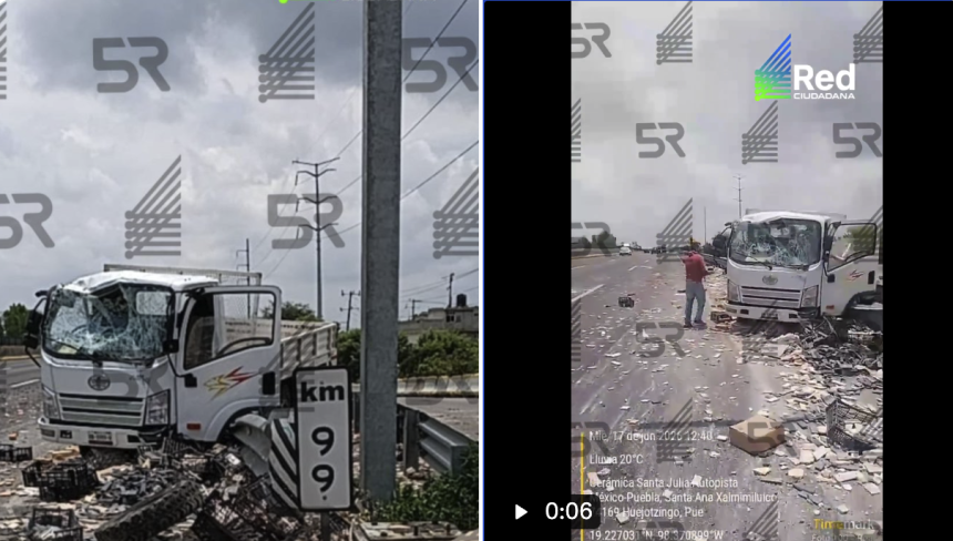 Captura-de-pantalla-2026-06-17-a-las-1.44.05-p.m Segundo choque del día en la autopista México-Puebla: camión de carga choca en Texmelucan y deja un lesionado