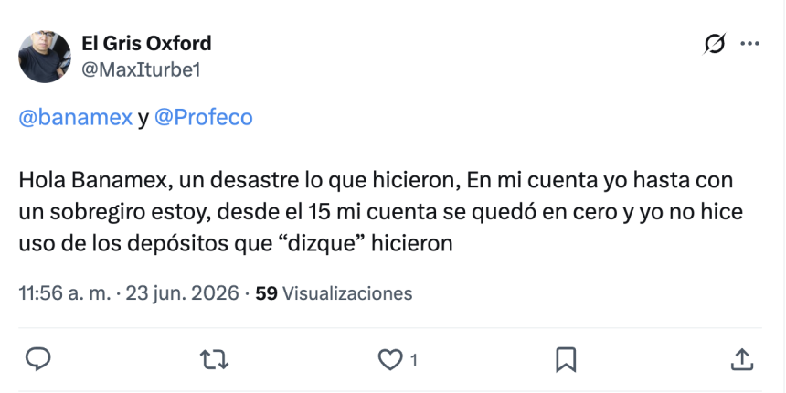 Usuarios reportan cargos no reconocidos en Banamex; banco aclara retrasos en cobros de débito
