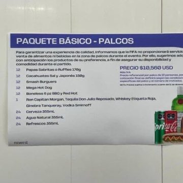 HKTAGLuW4AASYtI Costos y servicios de alimentación en palcos del Estadio Ciudad de México para el Mundial 2026