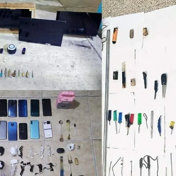 Decomisan armas hechizas, celulares y objetos para consumo de drogas en el Cereso de San Miguel, Puebla
