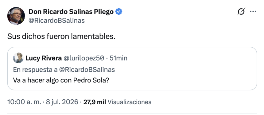 Pedro Sola genera polémica por comentarios sobre envenenar perros; Salinas Pliego califica la situación como lamentable