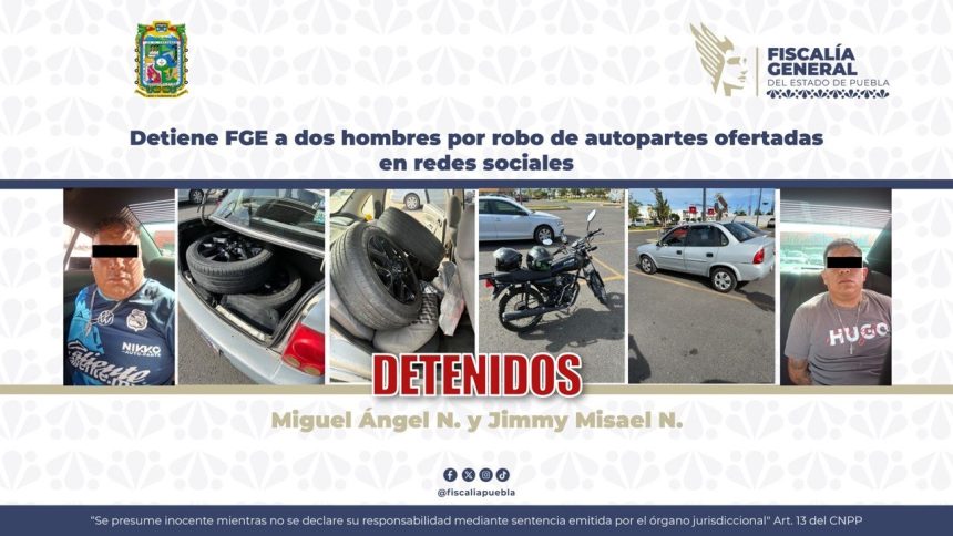Detienen a dos hombres por intentar vender llantas robadas en Marketplace en Lomas de Angelópolis
