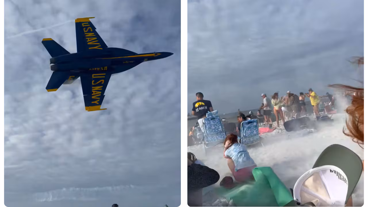 VEICFUPPOFAHLDFQFW3ICLKYJM Piloto de F-18 es suspendido tras vuelo rasante sobre playa en Florida