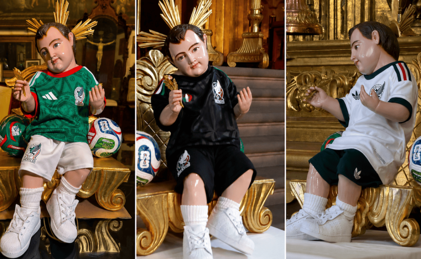Visten al Niño Dios de la Catedral Metropolitana con uniforme de la Selección Mexicana por Mundial 2026
